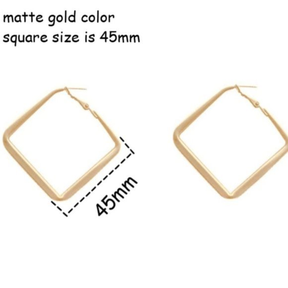 ♥  “Lola” Square Hoops ♥  Earrings - Picture 3 of 5